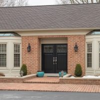 beautiful front door and porch