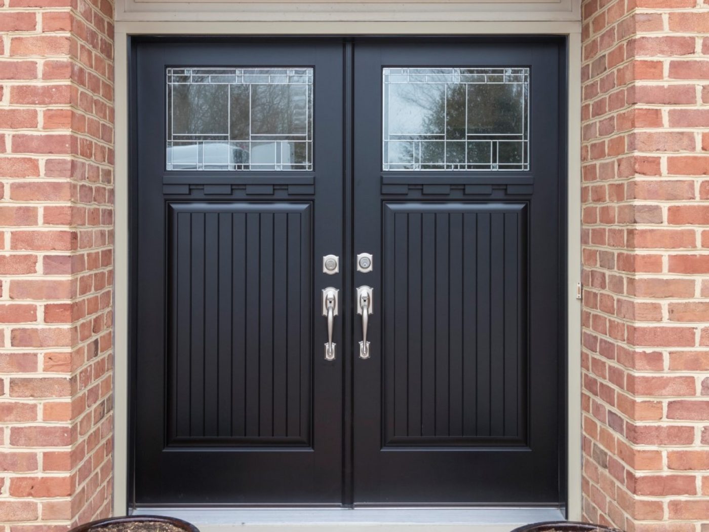 front view of black door
