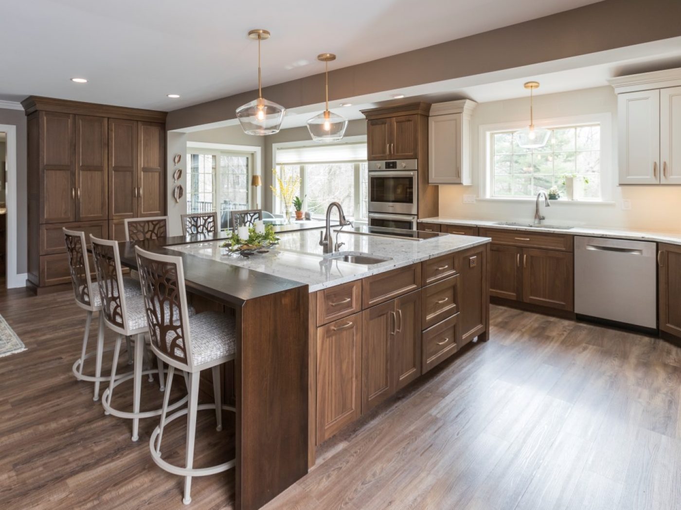 kitchen with hanging lights