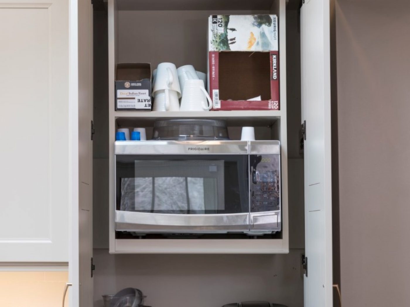 open kitchen cabinet