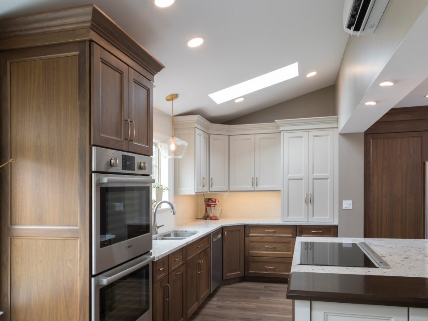 side view of kitchen with island