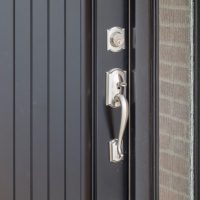 silver door on black handle