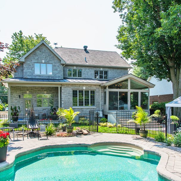 Home exterior with sunroom