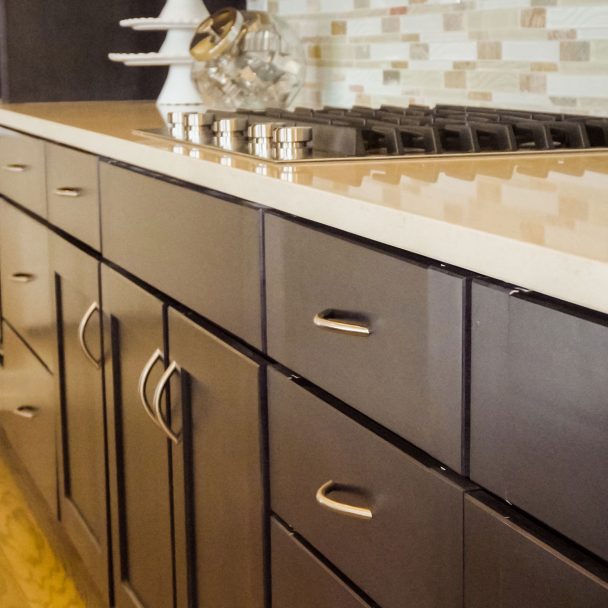 brown custom cabinets in kitchen