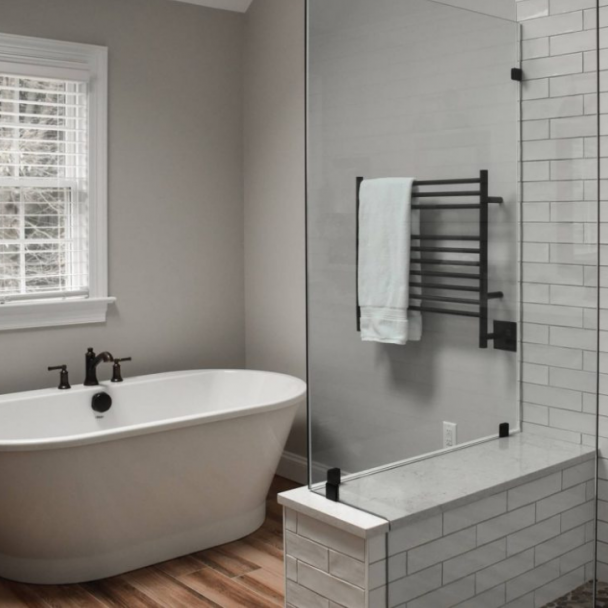 Separate tub and shower combo