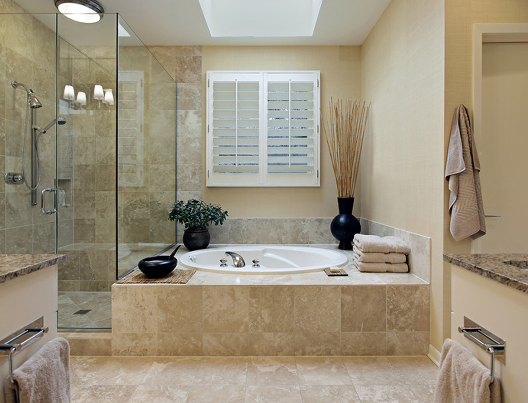 Bathroom with tub in basement after renovation
