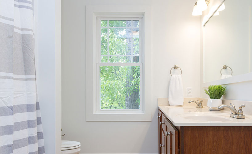 Vinyl window in bathroom