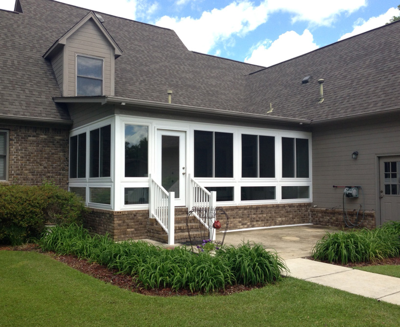 Sunroom exterior designed to match home exterior 