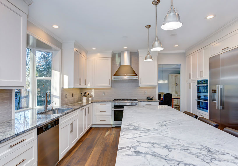 Granite kitchen countertop in modern remodel