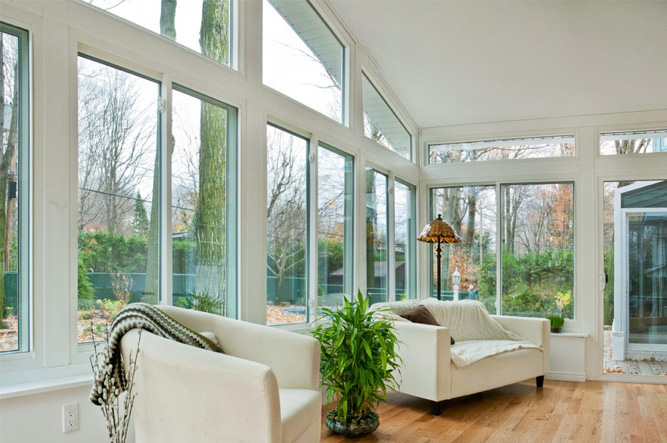 Large Windows in Sunroom