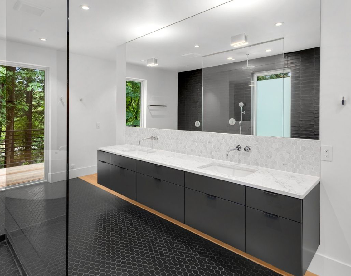 open bathroom concept renovation