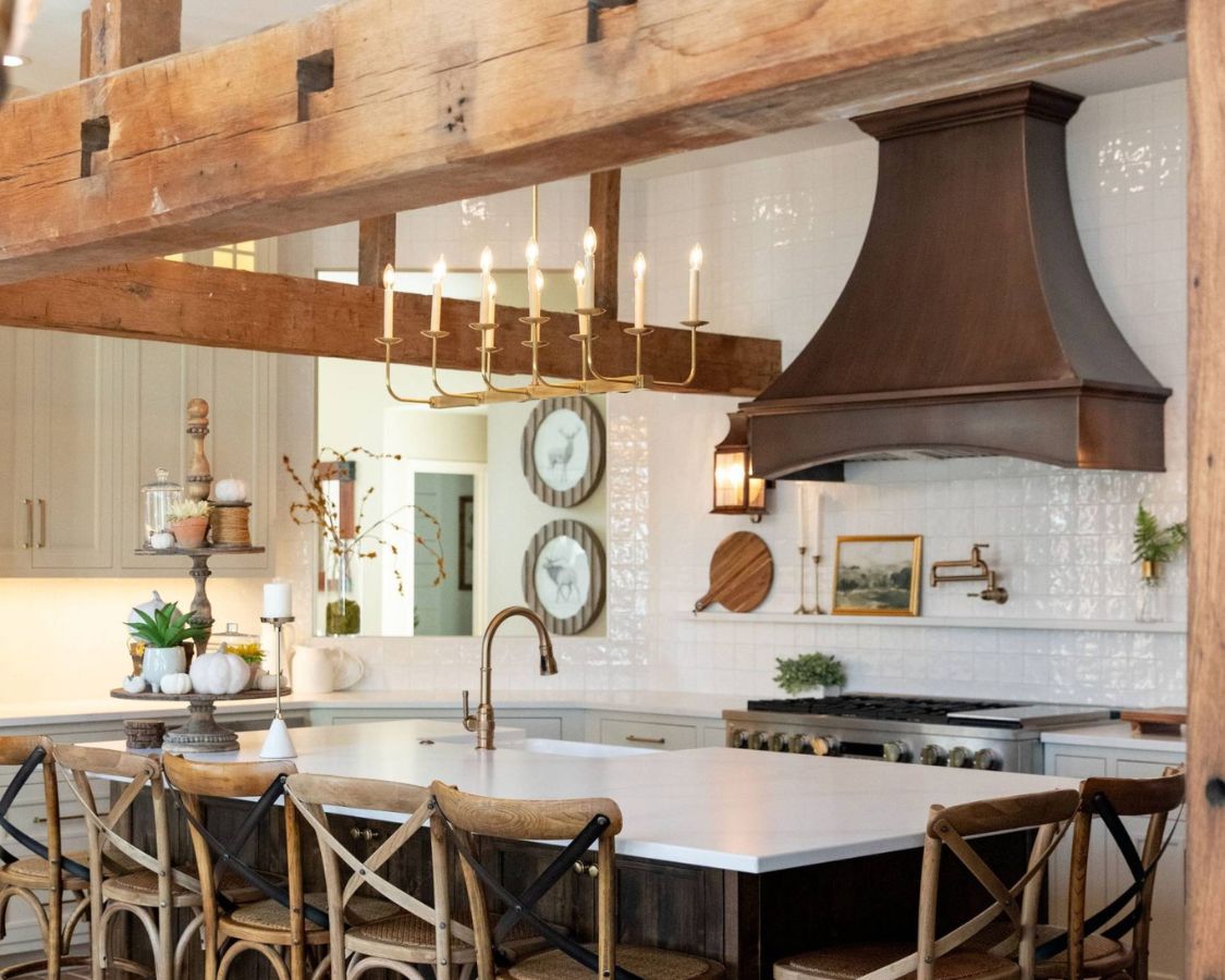Exposed Ceiling Beans for Modern Farmhouse Kitchen Design 