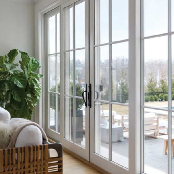Modern white hinged patio doors