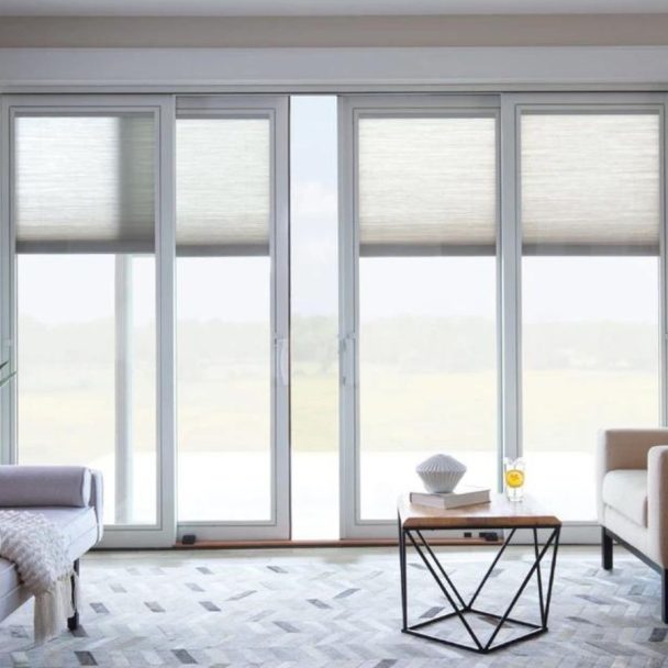 Patio doors with blinds in between the glass from Pella