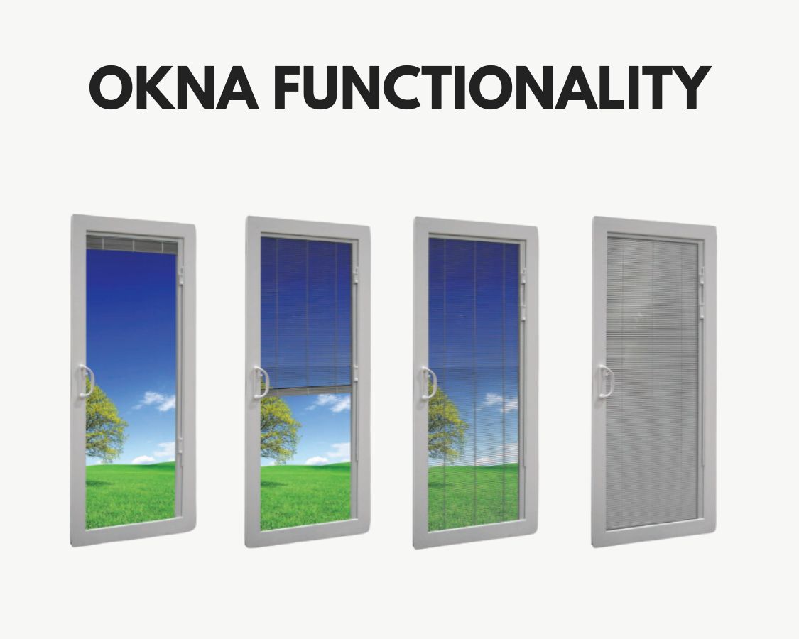 Okna's patio doors with blinds in between the glass