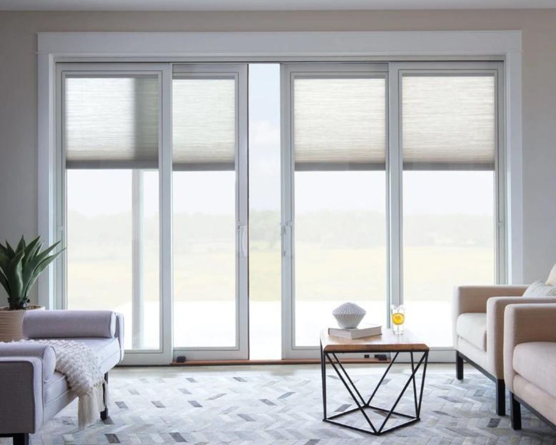 Patio doors with blinds in between the glass from Pella