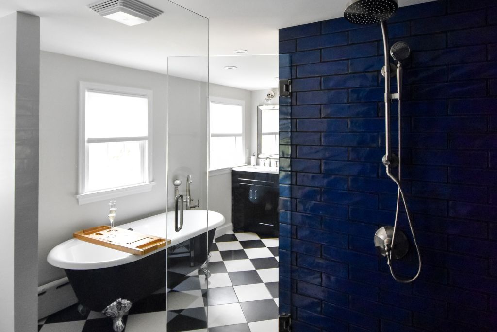 Primary Bathroom Idea with Statement Tile in Shower