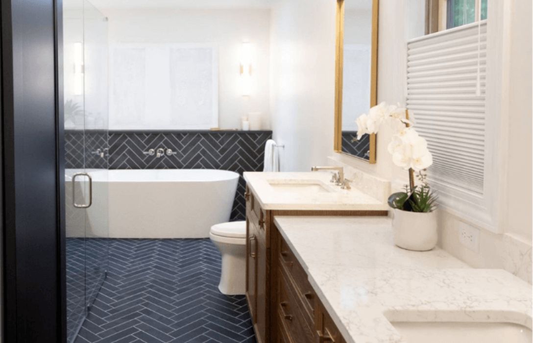 Master bathroom remodeled with heated floors