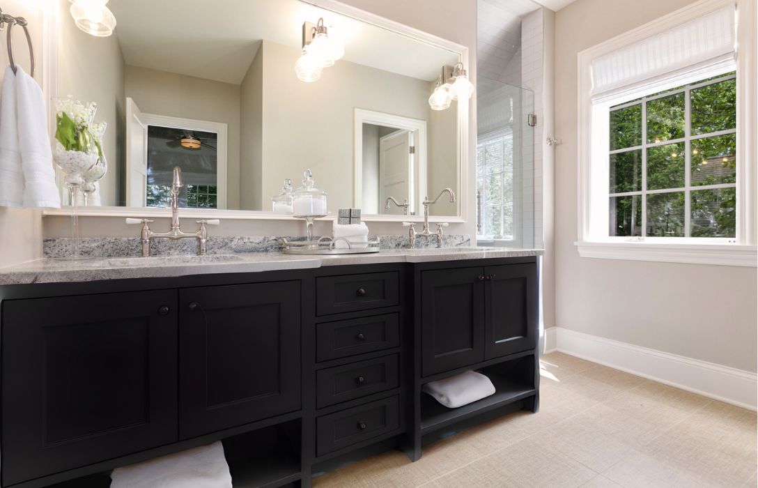 Extra storage cabinets in master bathroom