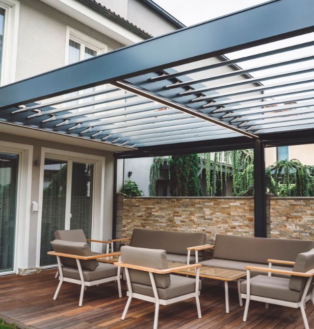 Aluminum Pergola over Backyard Deck